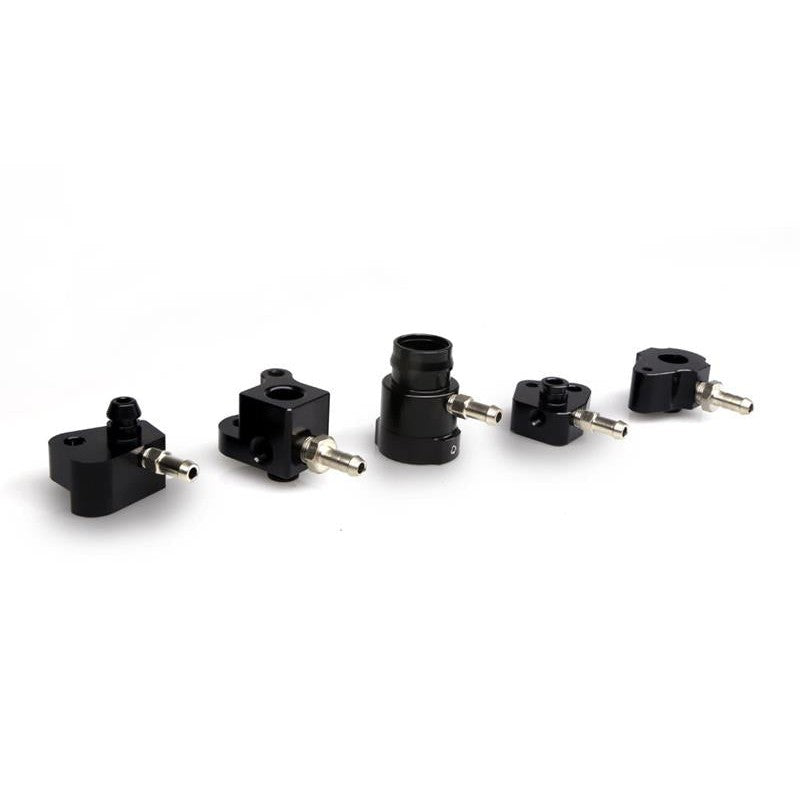 Black anodized Turbosmart Boost Reference Adapter, manufacturer part number TS-0720-1003.