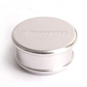 Silver machined aluminum 25mm hose blanking plug for blow-off valve recirculating lines