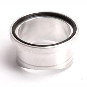 Turbosmart 38mm alloy BOV weld flange with a curved radius base for round intercooler piping