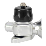Black anodized Turbosmart Dual Port Blow Off Valve with direct-fit flange for Mazda and Subaru applications.