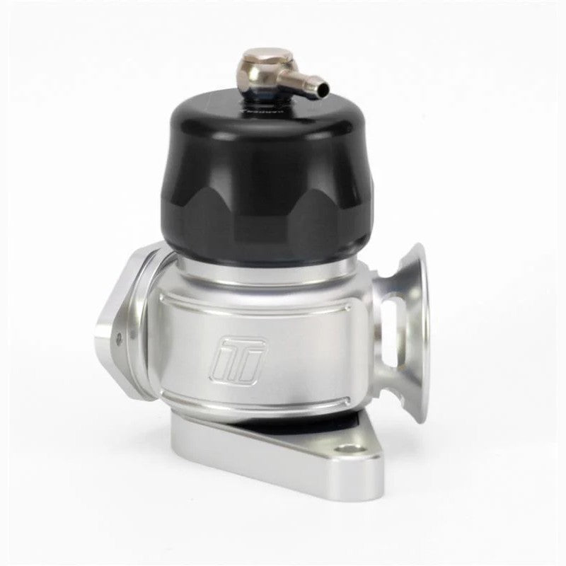 Black anodized Turbosmart Dual Port blow off valve for Subaru WRX and STI engines.