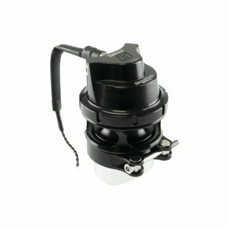 Turbosmart GenV RacePort EM blow off valve in Sleeper Black anodized finish with female mounting base.