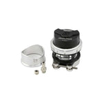 Black Turbosmart RacePort Gen V supercharger blow off valve with aluminum V-band collar and 2.0 inch inlet.