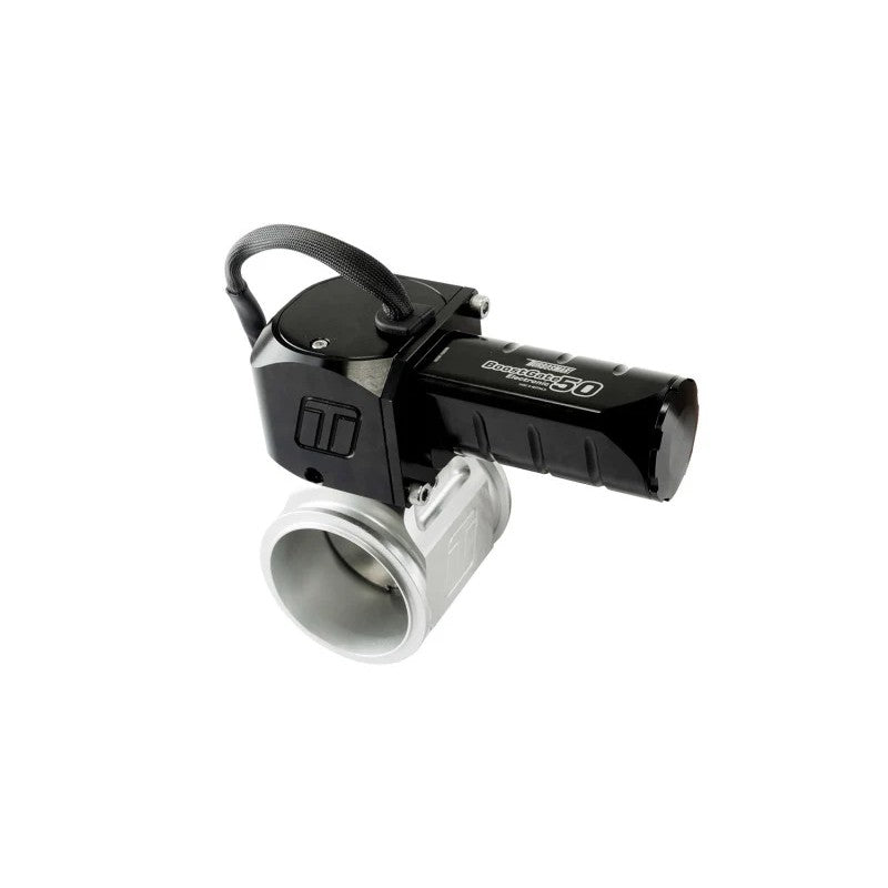Turbosmart eBG50 50mm electronic external wastegate in black finish with integrated actuator motor.