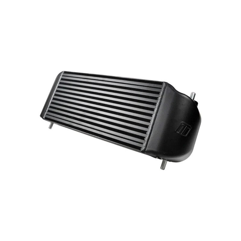 Black performance intercooler with integrated recirculating blow-off valve for Ford F-150 EcoBoost