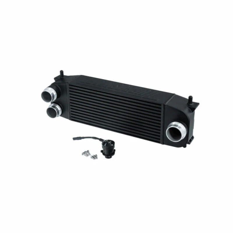 Black Turbosmart performance intercooler with integrated Dual Port blow-off valve for Ford Bronco and Ranger Raptor.