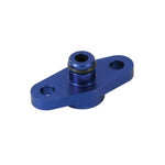 Silver Turbosmart fuel rail adapter TS-0402-1001 for Mazda, Nissan, and Subaru fuel systems.