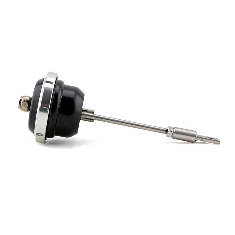 Black anodized Turbosmart IWG75 internal wastegate actuator with stainless steel rod and clevis for Ford Focus RS.