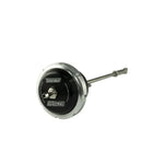 Black billet aluminum Turbosmart IWG75 internal wastegate actuator with stainless steel rod and mounting bracket.