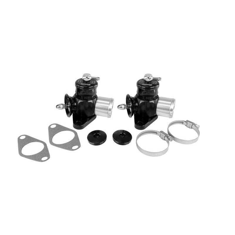 Black anodized Turbosmart Kompact Dual Port SP blow off valve for Nissan RB26 engines.