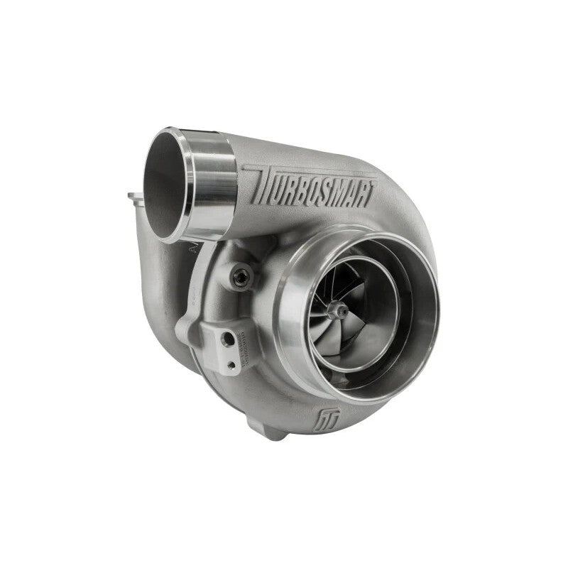 Turbosmart TS-1 6466 reverse rotation oil cooled turbocharger with stainless steel V-band turbine housing.