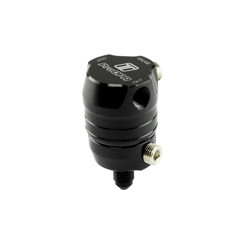 Turbosmart ProOPR twin outlet rising rate turbo oil pressure regulator TS-0811-1212 showing adjustment hardware.