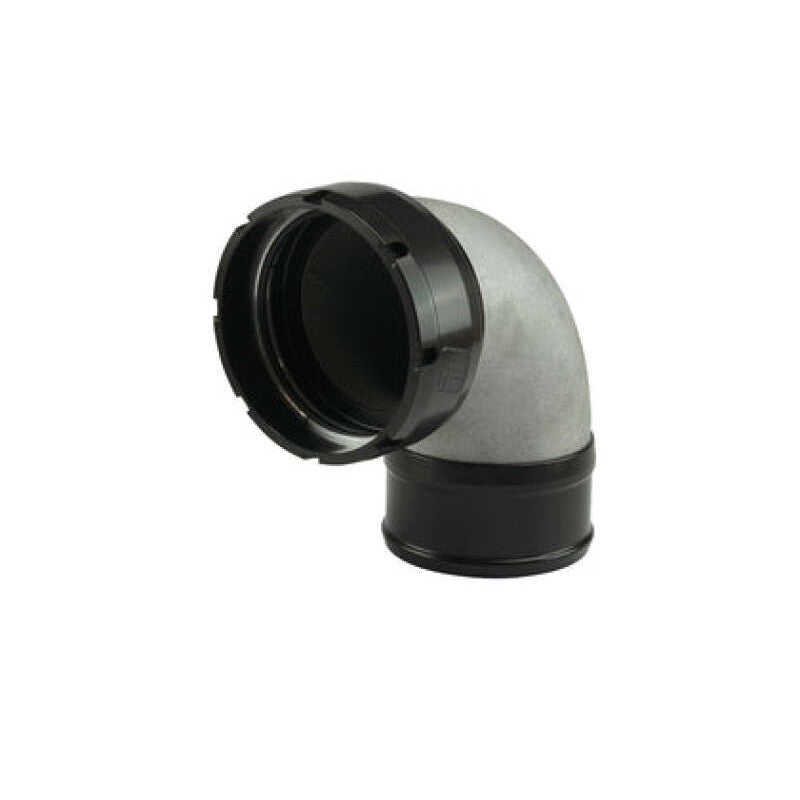 Turbosmart 3.00 inch 90-degree turbo compressor outlet adapter with a hose barb end.