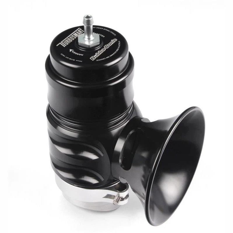 Black Turbosmart Big Bubba Sonic blow off valve with 50.8mm piston and aluminum V-band flange