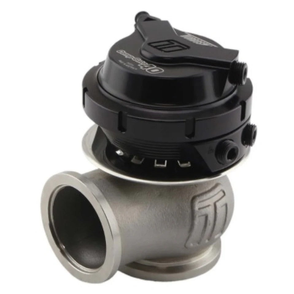 Black Turbosmart Gen-V Comp-Gate40 40mm external wastegate with V-band flanges and cooling ports
