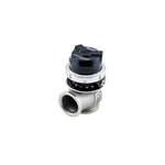 Black Turbosmart Gen-V Comp-Gate40 HP 40mm external wastegate with stainless steel V-band clamps and 35 PSI spring.