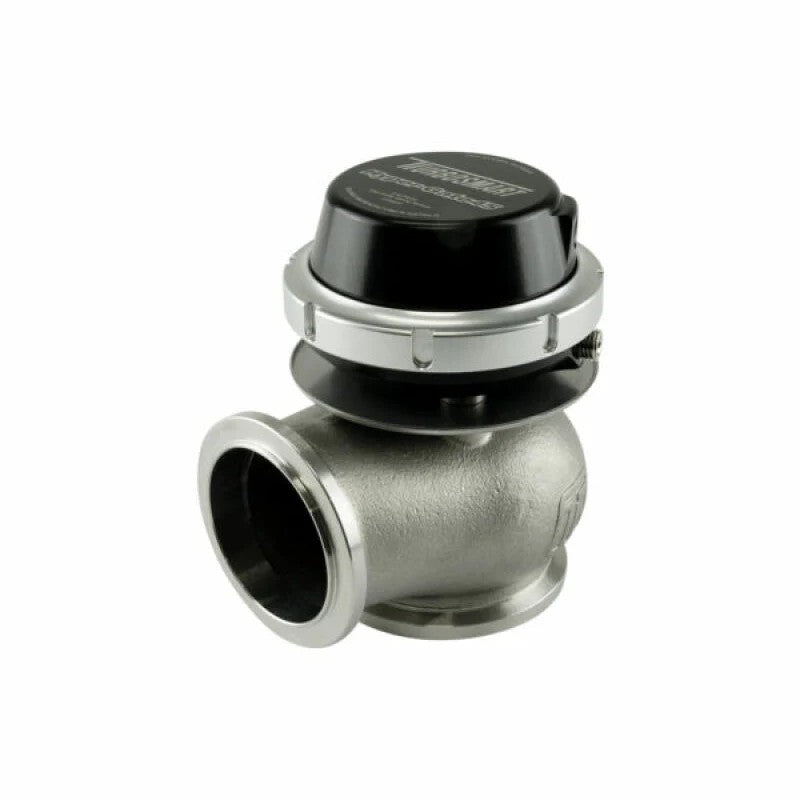 Black Turbosmart Hyper-Gate 45mm external wastegate with V-band flanges and stainless steel body.