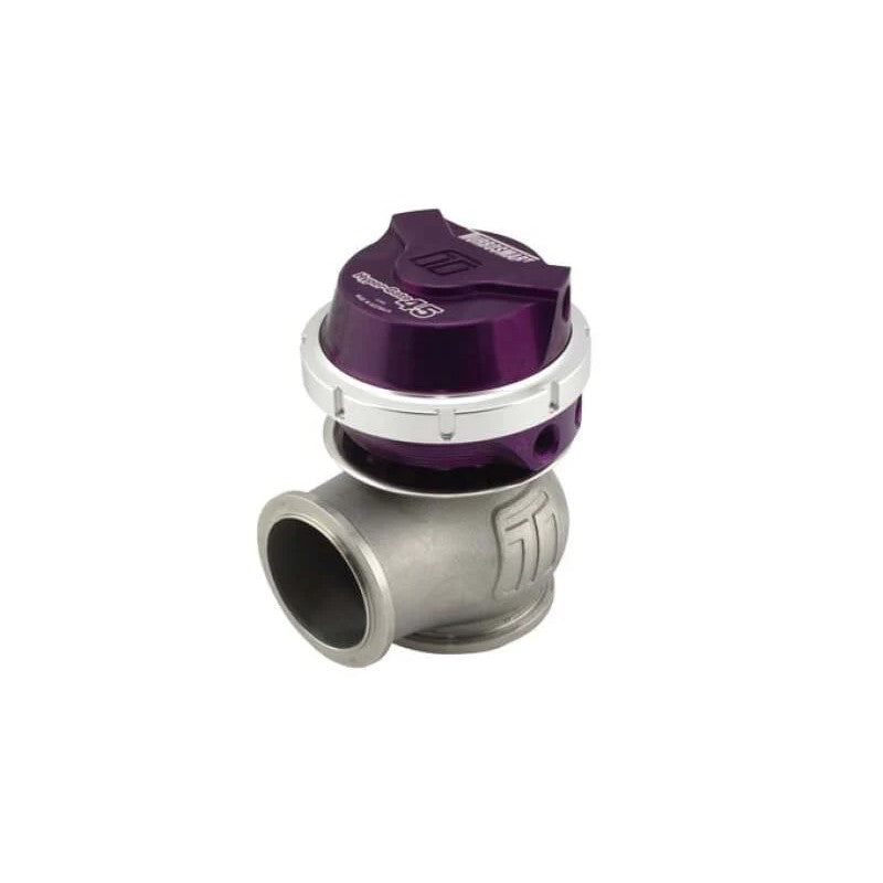 Purple Turbosmart GenV WG45 Hyper-Gate 45mm external wastegate with stainless steel V-band clamps