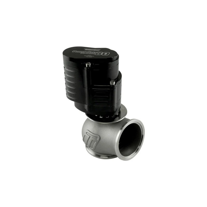 Black Turbosmart Gen V Power-Gate 60 60mm electronic external wastegate with V-band mounting and high-temp stainless body.