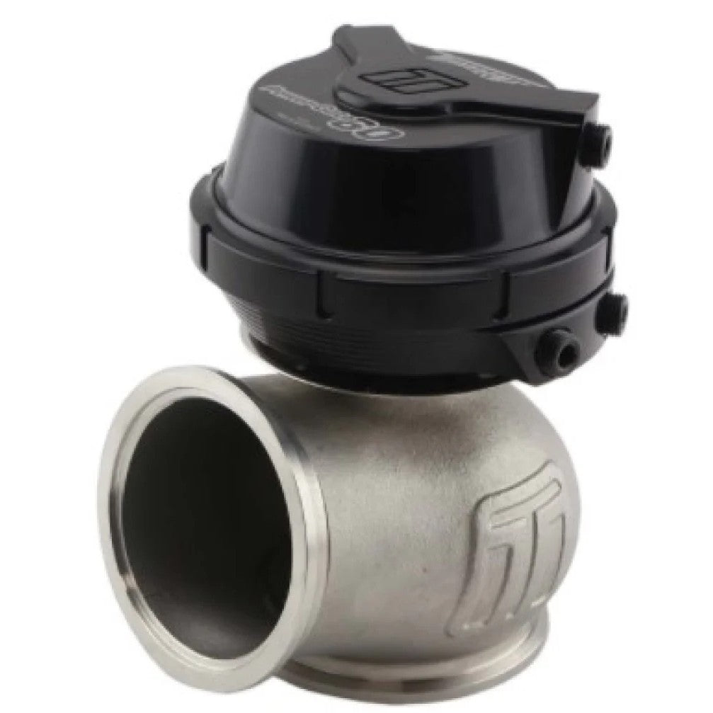 Black Turbosmart Gen V Power-Gate 60mm external wastegate in Sleeper finish with 14psi spring.