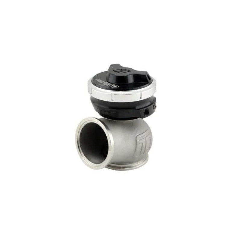 Black Turbosmart Gen V Power-Gate 60 CG 60mm external wastegate with stainless steel V-band clamps.