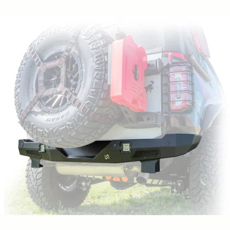Turn Offroad Hyperlyte Series high-clearance black rear bumper installed on a 2021-2024 Ford Bronco
