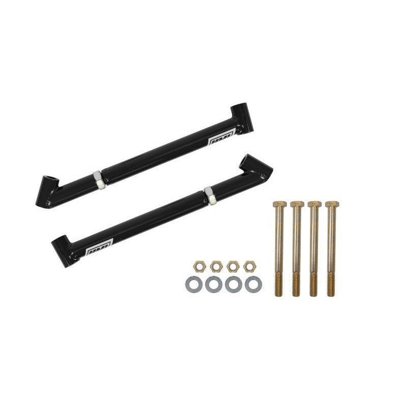 UMI Performance TIG welded DOM steel rear control arm reinforcement frame braces with Grade 8 hardware.