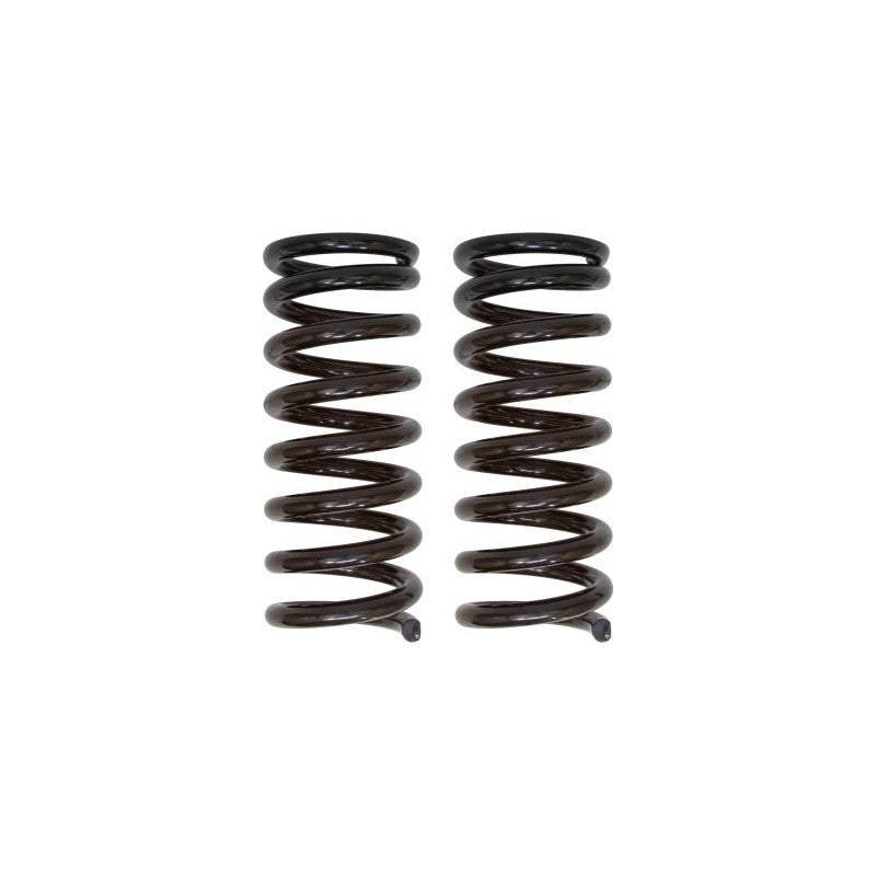 A pair of UMI Performance black powder-coated front lowering springs for 1970-1981 Chevrolet Camaro and Pontiac Firebird.