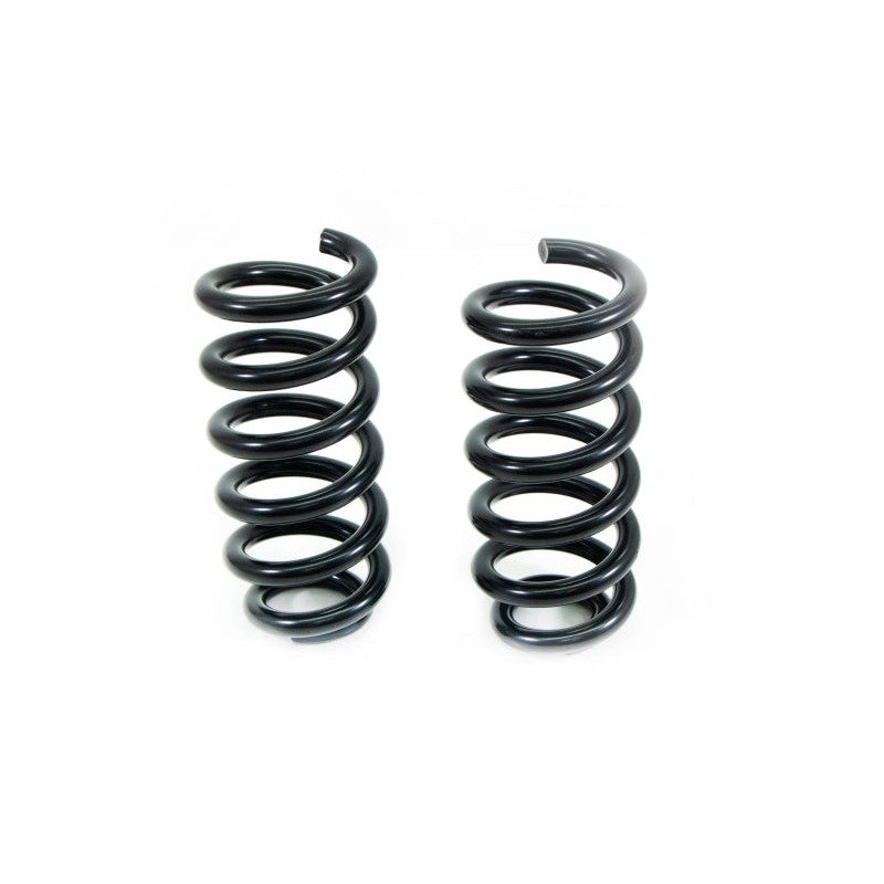 Pair of black powder-coated UMI Performance 2-inch front lowering springs for 1963-1987 Chevy C10 and GMC C1500.