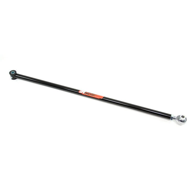 Black tubular UMI Performance single adjustable panhard bar with a spherical rod end for 1975-1980 GM H-Body.