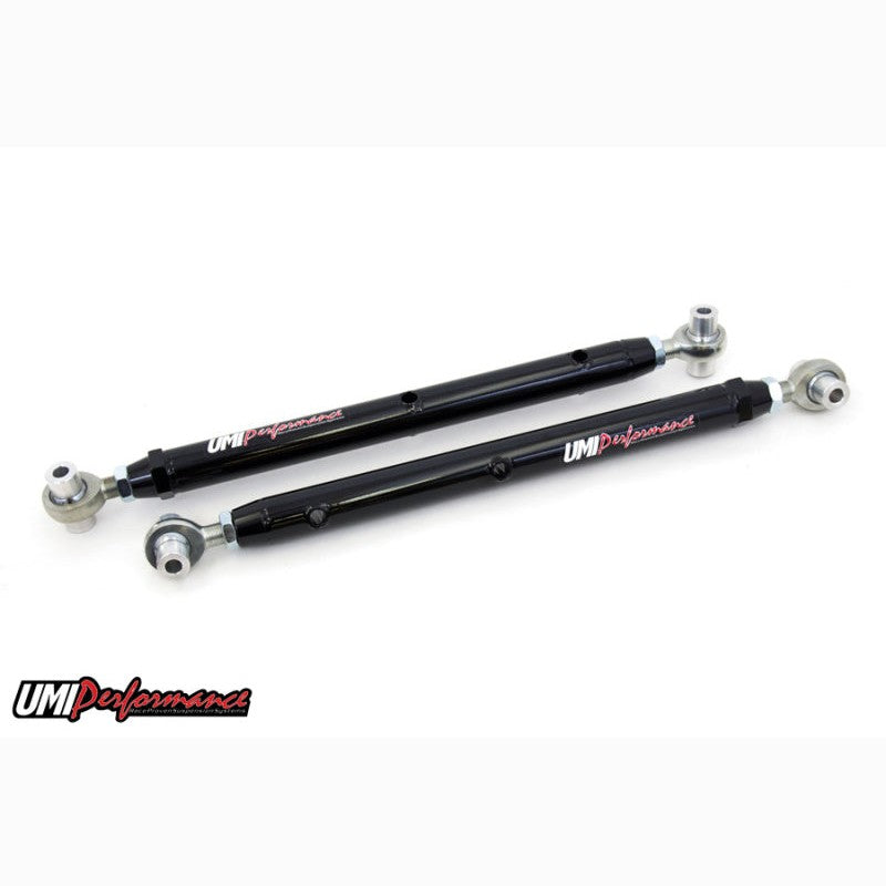 UMI Performance black powder-coated double adjustable upper and lower rear control arms for GM G-Body with rod ends