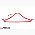 UMI Performance red powder-coated three-point front reinforcement frame brace for GM G-Body vehicles.