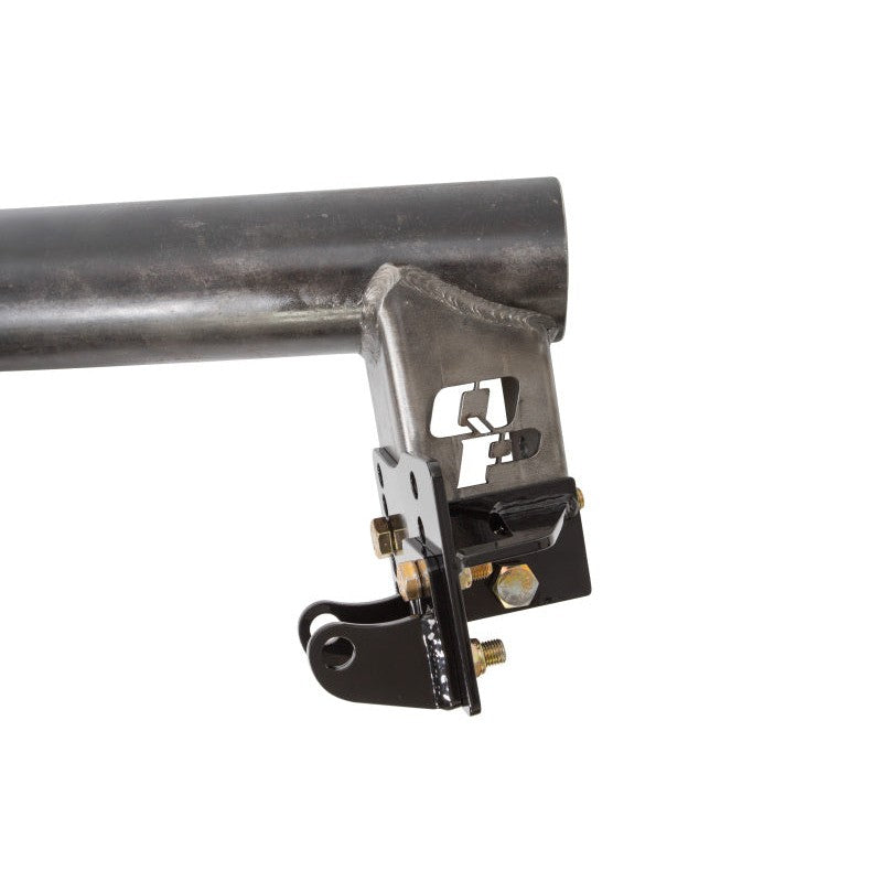 Black powder-coated UMI Performance 3054 rear coilover bracket kit for Quick Performance 9-inch axle housings.