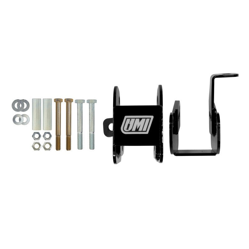 UMI Performance bolt-in lower control arm relocation brackets with three adjustment holes for 1982-2002 GM F-Body.