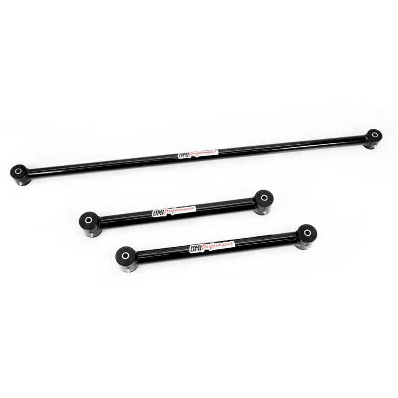 UMI Performance powder coated tubular lower control arms and non-adjustable panhard bar for 1982-2002 GM F-Body