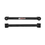 Black powder coated 1.5-inch tubular lower control arms for 1982-2002 GM F-Body with polyurethane bushings.