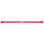 Red powder coated tubular DOM steel non-adjustable panhard bar with polyurethane bushings for 1982-2002 GM F-Body.