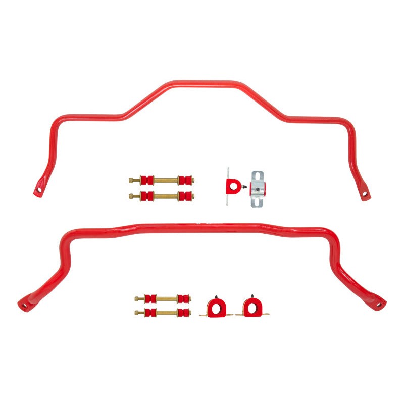 UMI Performance 1993-2002 GM F-Body front and rear tubular sway bar kit in red with end links and greaseable bushings