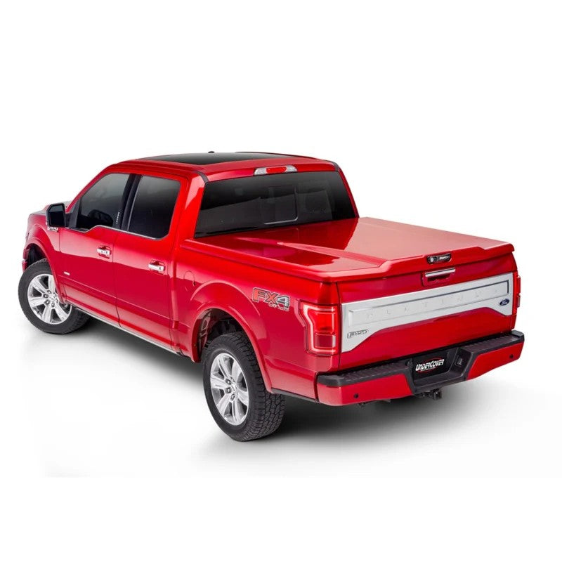 Silver Metallic UnderCover Elite LX painted tonneau cover installed on a Ram 1500 5.7ft truck bed