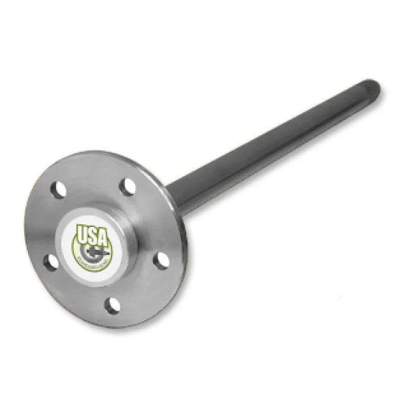 USA Standard Gear steel rear axle shaft with 5-lug flange and 28-spline end.