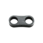 Black anodized 6061 billet aluminum 1.18in line separator for securing fuel and oil lines.