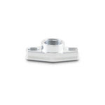 Vibrant Performance 6061 aluminum 1/2 inch NPT oil drain flange with slotted bolt holes and Crowfoot design.