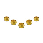 Set of five 1/4-inch brass olive inserts for aluminum hardline tubing compression fittings.