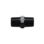Black anodized 6061 aluminum 1/4 inch NPT to 1/4 inch NPT straight union pipe adapter fitting by Vibrant Performance