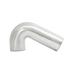 2.5 inch OD 120 degree tight radius mandrel bend in 6063 aluminum with 1.5 inch and 5 inch leg lengths.