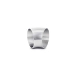Brushed T304 stainless steel 45-degree mandrel bend elbow with 1.75 inch outer diameter and short leg lengths.