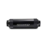 Black anodized 6061 aluminum Vibrant Performance HD PowerFilter fuel filter with 10 micron microglass element