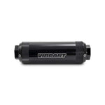 Black anodized Vibrant Performance HD PowerFilter inline fuel filter with 100 micron stainless steel mesh element