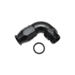 Black anodized 6061 aluminum -10AN 90 degree swivel hose end fitting for PTFE lined hoses.