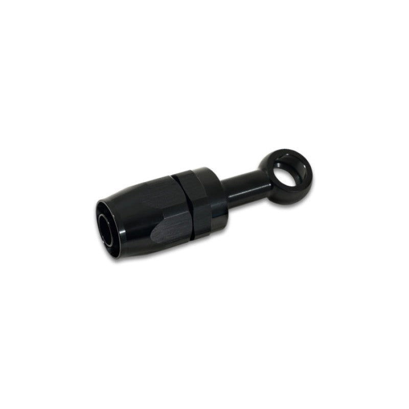 Vibrant 24104 black anodized aluminum -10AN banjo hose end fitting for M14 and 9/16 inch banjo bolts.